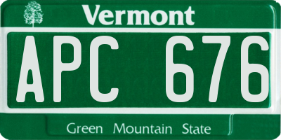 VT license plate APC676