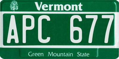 VT license plate APC677