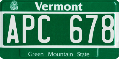 VT license plate APC678