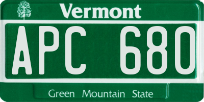 VT license plate APC680