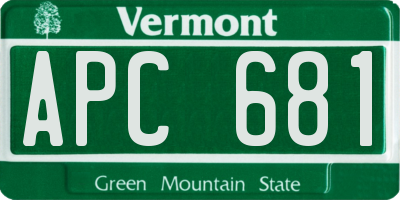 VT license plate APC681
