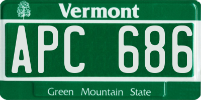 VT license plate APC686