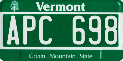 VT license plate APC698