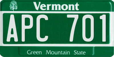 VT license plate APC701
