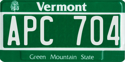 VT license plate APC704