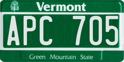 VT license plate APC705