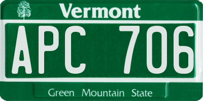 VT license plate APC706
