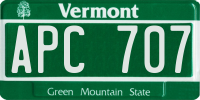 VT license plate APC707