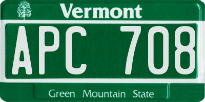 VT license plate APC708