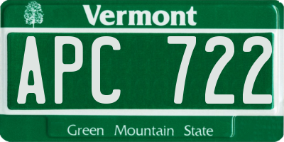 VT license plate APC722