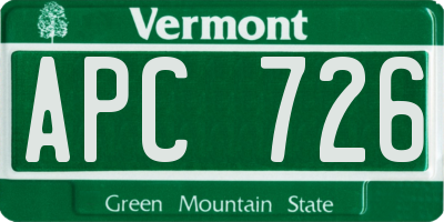 VT license plate APC726