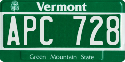 VT license plate APC728