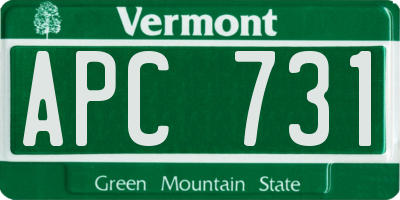 VT license plate APC731