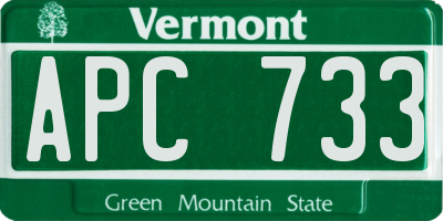VT license plate APC733