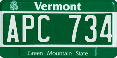 VT license plate APC734