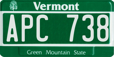 VT license plate APC738