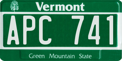 VT license plate APC741
