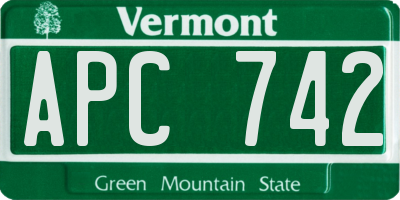 VT license plate APC742