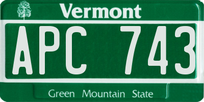 VT license plate APC743