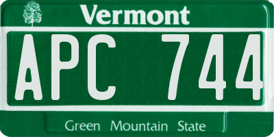 VT license plate APC744