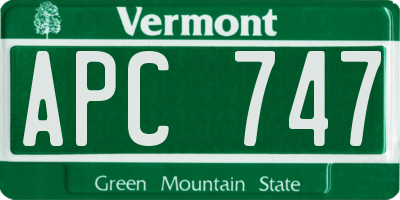 VT license plate APC747