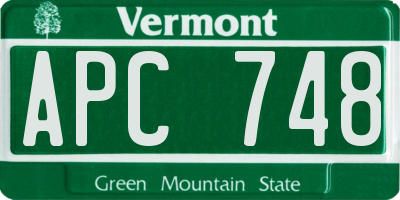 VT license plate APC748