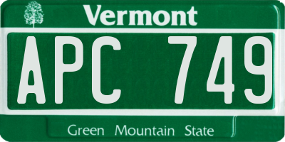 VT license plate APC749