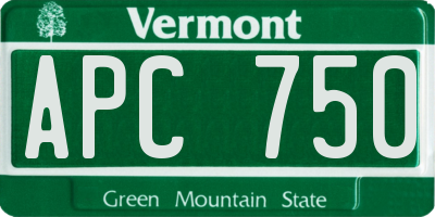 VT license plate APC750