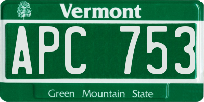 VT license plate APC753