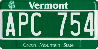 VT license plate APC754