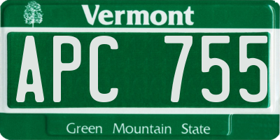 VT license plate APC755