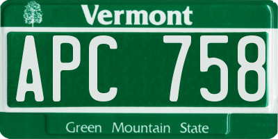 VT license plate APC758