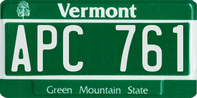 VT license plate APC761