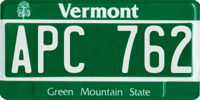 VT license plate APC762