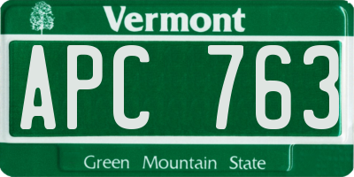 VT license plate APC763