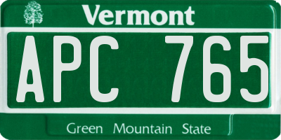 VT license plate APC765