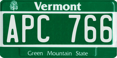 VT license plate APC766