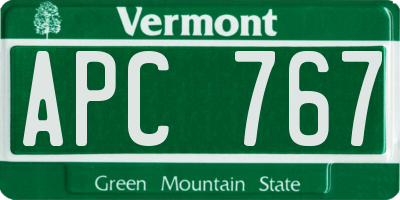 VT license plate APC767