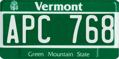 VT license plate APC768
