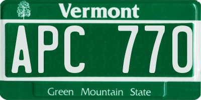 VT license plate APC770