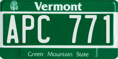 VT license plate APC771