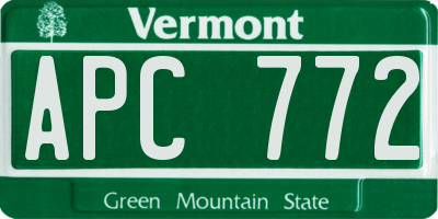 VT license plate APC772