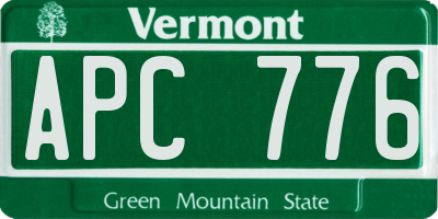 VT license plate APC776