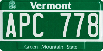 VT license plate APC778
