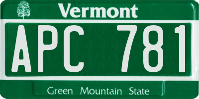 VT license plate APC781