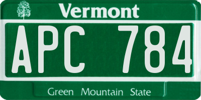 VT license plate APC784