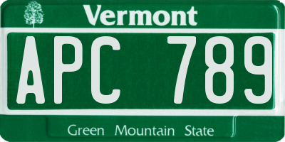VT license plate APC789