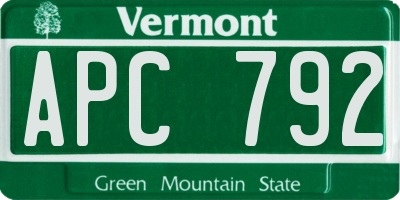 VT license plate APC792