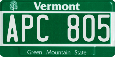 VT license plate APC805