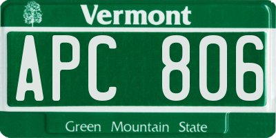 VT license plate APC806